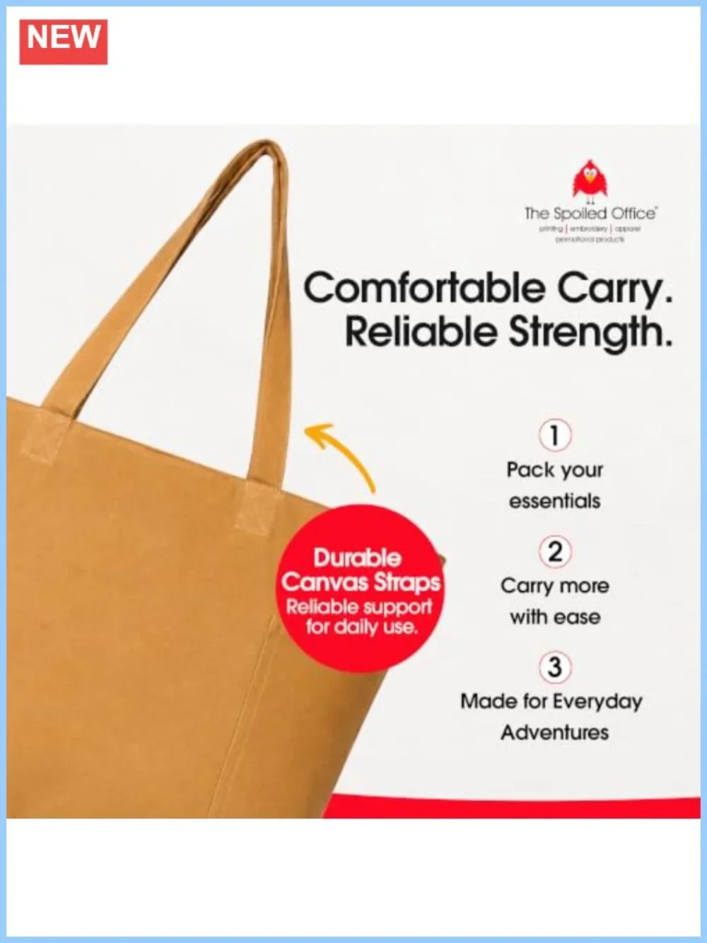 Large Canvas Tote Bag with Compartments, Zipper Closure, Dual Straps, Work or